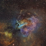 M17 Swan Nebula Ha OIII SII  Hubble Palete  Ha 8.6hrs  OIII 3.6hrs  SII 4.3hrs   RGB 40min each
